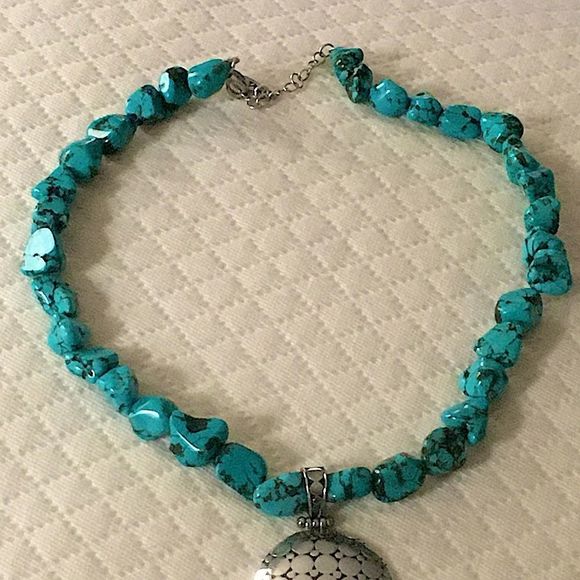 EXEX Claudia Agudelo Turquoise Sterling Silver Statement Necklace - Picture 9 of 16